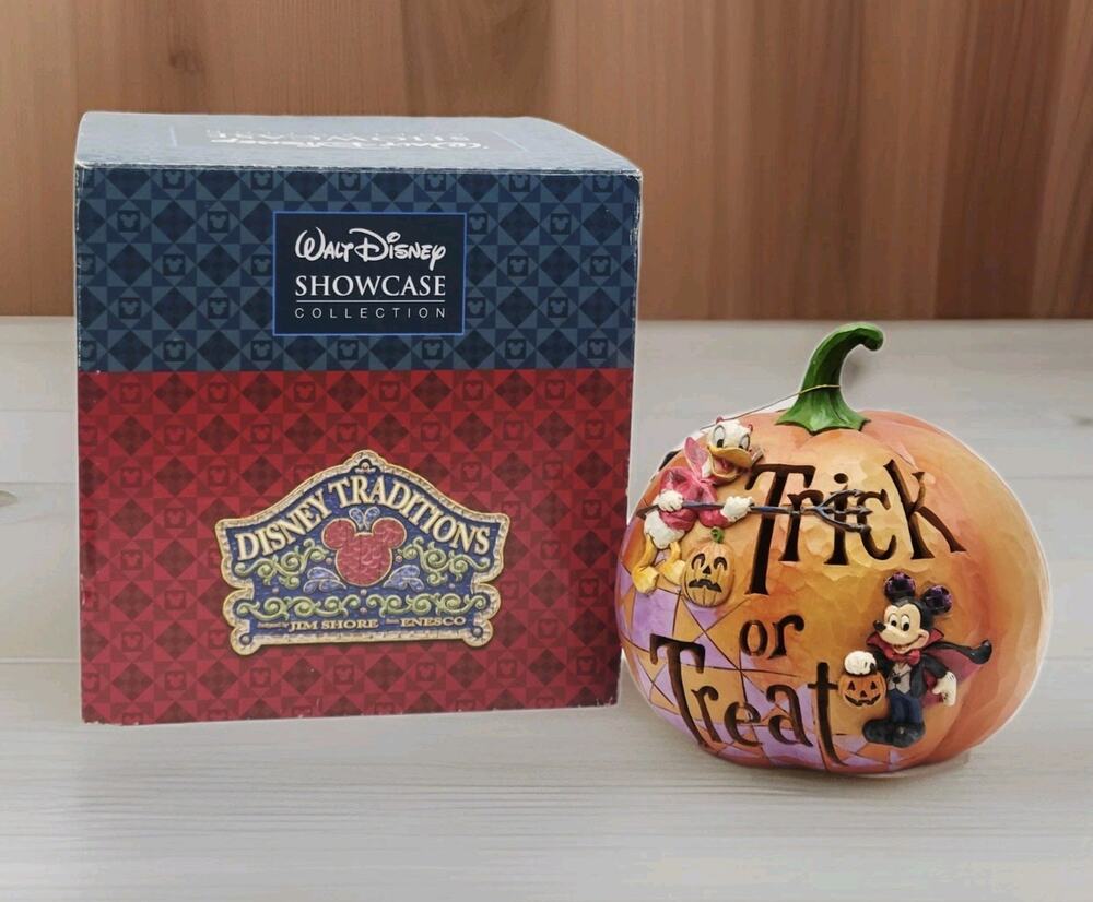 Jim Shore Disney Pumpkin Trick or Treat With Mickey And Donald By Enesco 4033277